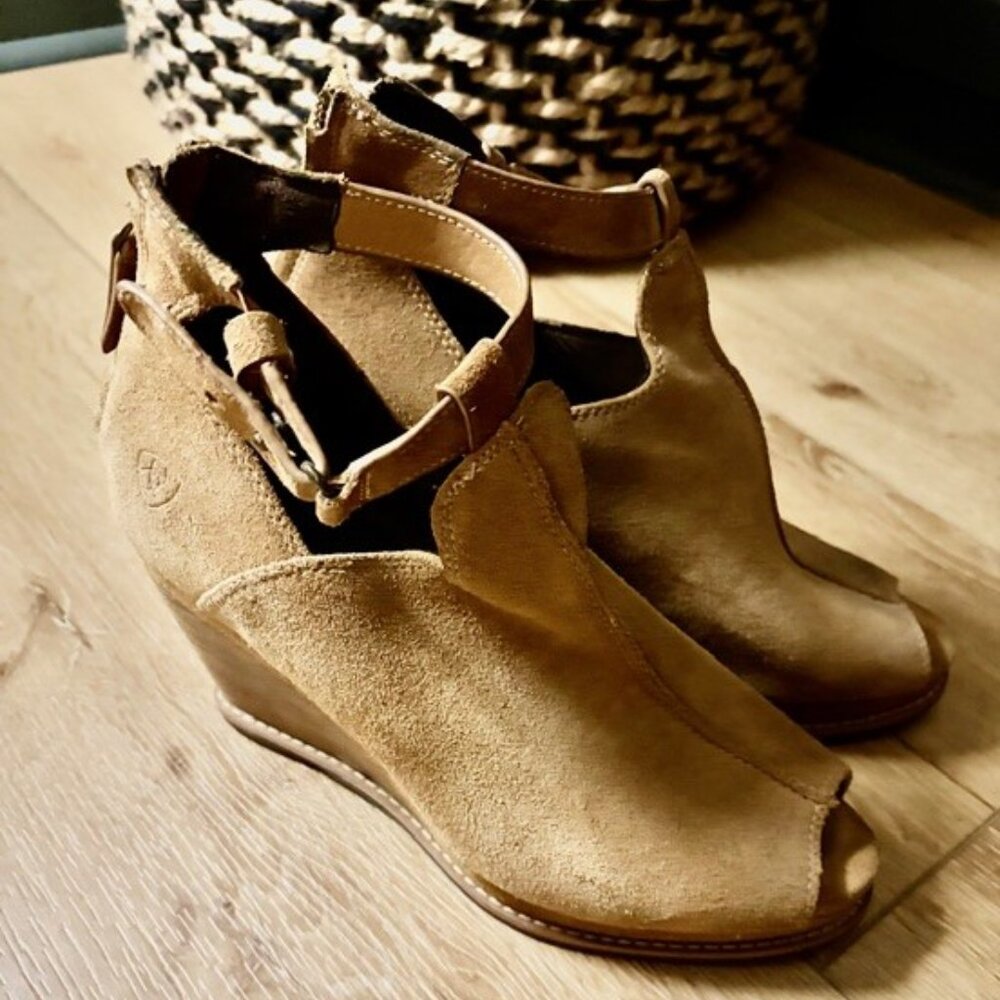 Ariat Women's Brown Suede Peep Toe Wedge
